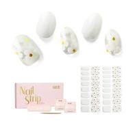 NAILOG Strisce per Unghie in Gel Semi Polimerizzato, 34 Pcs Adesivi e Decalcomanie per Unghie di Qualità da Salone, Nail Wraps Decorazione DIY per Donne Ragazze, White Petals