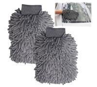 nailpretty 2 Pezzi Guanto Lavaggio, Lavaggio Auto, Guanto LavaggioAuto Microfibra Assorbente, Panno antigraffio per polvere, per PulireAuto,Vetri, Grigio