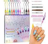 Nails Art Drawing Tool, 12 Colors Nail Art Pens Set, 2025 Upgrade Nail Art Markers for Gel Nails, DIY Quick Dry Graffiti Dotting Point Liner Pens, 3D Nail Polish Pens for Painting