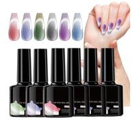 Nails Gel-Colour Changing Gel Nail Set | Nail, 6 Pieces Magnetic Fingernails Cosmetics Art Gradient For Travel Commuting Home Dating Gathering