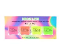 Nails Inc Neon Lite - Set di 4 smalti per unghie Quad, colori fluorescenti, asciugatura rapida, lunga durata, resistenti alle scheggiature, per manicure ad asciugatura all'aria, vegano, cruelty free