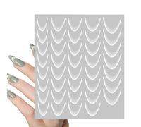 Nails Tip Stickers - Moon Shaped Nail Decals Decorations | 3d Manicure Decals Decorations | Self-Adhesive Fingertip Stickers for Women Accessories, Gradient Nail Sticker, Smile Line Sticker