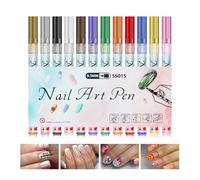 NailsArt Marker Set - 12pcs 0.5mm Fine Tip Nail Pens, Quick Dry Liner Tools, Prrecision Painting Kit | Nail pollishMarkers for Manicure Drawing Dotting Lining Decoration