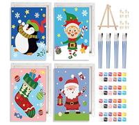 NAIMOER Confezione da 4 kit per dipingere con i numeri, tema natalizio, per adulti, con cornice, fai da te, inverno, ragazzi, pittura con i numeri, adulti, regalo per felice anno nuovo