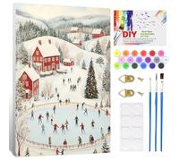 NAIMOER Pittura con cornice con numeri, Natale per adulti e bambini, fai da te casa e persone, pittura con numeri con cornice in legno, pittura artistica su tela regali decorazione da parete per la