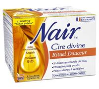 NAIR - Cera rituale dolcezza agli oli di Argan e di Enotera, speciale pelli secche e sensibili, si rimuove senza strisce, barattolo da 400 g + 2 salviettine "Finitura Perfetta"
