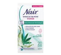 NAIR - Strisce di cera fredda Volto, estratto olio di canapa, 97% originale NaturAdvanced Technology, 20 bande