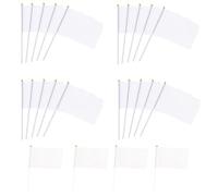 Naisfei 24 bandiere personalizzate, mini bandiere tenute a mano, con asta, striscione bianca da dipingere, per feste, feste, feste, eventi sportivi, decorazione (bianco)