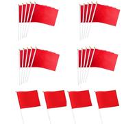 Naisfei 24 mini bandiere a mano, piccola bandiera rossa, piccola semplice bandiera rossa, 14 x 21 cm, con asta e punta di lancia, per eventi sportivi, celebrazioni e feste (rosso)