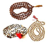 NAISHA Confezione da 3 perline bianche originali Vaijanti Mala, Tulsi Japa Mala e perline bianche naturali Himalaya 5 facce Panch Mukhi Rudraksha 108+1 perline, Pack of 3, Rudraksha, Tulsi e Vaijanti,