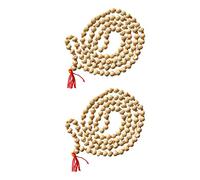 Naisha Hare Rama Hare Krishna Tulsi Holy Basil Japa Mala 108+1 perline originali per Daily Mantra Jaap, dimensioni perline: 6/7 mm, confezione da 2, Legno, Rudraksha