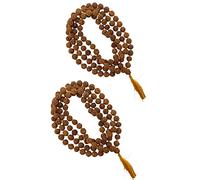 NAISHA Rudraksha Mala 108+1 collana di perline, perline di semi naturali dell'Himalaya 5 face Panch Mukhi Rudraksha semi, perline di preghiera, involucro di mala da polso - 8 mm (confezione da 2)