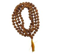 NAISHA Rudraksha Mala 108+1 collana di perline, perline di semi naturali Himalaya 5 facce Panch Mukhi Rudraksha Seed, perline da preghiera, involucro Mala da polso, Jaap Mala, dimensione delle perline