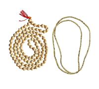 Naisha Tulsi Holy Basil Japa Mala 108+1 Beads & Tulsi Kanthi Mala Tulsi Ki Mala 2 Round Neck Mala originale per Daily Mantra Jaap, (confezione da 2), Legno, Rudraksha