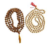 Naisha Tulsi Holy Basil Japa Mala & Rudraksha Mala, 108+1 perline Japa Mala, 5 facce Panch Mukhi Rudraksha Seed per Mantra Jaap quotidiano con nappina