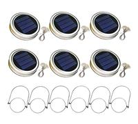 Naisicatar 6 Pezzi Solare Mason Jar Lid Lid 20 LED LAMPAGGIO LATERNA Inferiore LAGUA di STRUE MANUSI Suggerimenti LUCI Firefly LIDI per LAFIGLIE per Il GARDENE del PATITO (Luce Bianca)