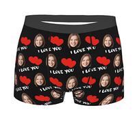 Naispanda Boxer da Uomo Personalizzati Ti Amo Slip con Foto Faccia Buffa Intimo Personalizzato Pantaloncini Personalizzati Mutande per Uomo Fidanzato Marito Compleanno Festa del papà Regali per Lui