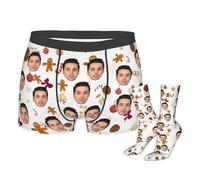 Naispanda Boxer Divertenti Personalizzati con Il Volto della Moglie, Biancheria Intima con Stampa Personalizzata con Calzini da 16 Pollici, Boxer con Volto Personalizzato, Foto sulle Mutande