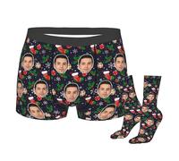 Naispanda Boxer Divertenti Personalizzati con Il Volto della Moglie, Biancheria Intima con Stampa Personalizzata con Calzini da 16 Pollici, Boxer con Volto Personalizzato, Foto sulle Mutande