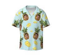 Naispanda Camicia Hawaiana Personalizzata con Foto del Viso Foto Personalizzate Camicie con Bottoni Floreali Tropicali Camicia da Spiaggia Estiva Camicia Hawaiana a Maniche Corte Personalizzato