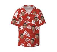 Naispanda Camicia Hawaiana Personalizzata con Foto del Viso Foto Personalizzate Camicie con Bottoni Floreali Tropicali Camicia da Spiaggia Estiva Camicia Hawaiana a Maniche Corte Personalizzato