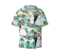Naispanda Camicia Hawaiana Personalizzata con Foto del Viso Foto Personalizzate Camicie con Bottoni Floreali Tropicali Camicia da Spiaggia Estiva Camicia Hawaiana a Maniche Corte Personalizzato