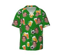 Naispanda Camicia Hawaiana Personalizzata con Foto del Viso Foto Personalizzate Camicie con Bottoni Floreali Tropicali Camicia da Spiaggia Estiva Camicia Hawaiana a Maniche Corte Personalizzato