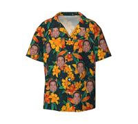 Naispanda Camicia Hawaiana Personalizzata con Foto del Viso Foto Personalizzate Camicie con Bottoni Floreali Tropicali Camicia da Spiaggia Estiva Camicia Hawaiana a Maniche Corte Personalizzato