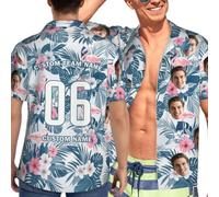 Naispanda Camicie Hawaiane da Uomo Personalizzate, Camicie Personalizzate con Faccia Fotografica per Uomo, Camicie con Foto Personalizzate Camicie