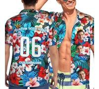 Naispanda Camicie Hawaiane da Uomo Personalizzate, Camicie Personalizzate con Faccia Fotografica per Uomo, Camicie con Foto Personalizzate Camicie