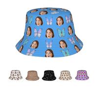 Naispanda Cappello a Secchiello Personalizzato con Foto Pieghevole Uomo Donna Unisex Estivo UV Protezione Bucket Hat Cappello da Spiaggia per All'aperto Escursioni in Campeggio
