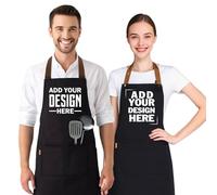 Naispanda Grembiule personalizzato per uomo e donna, grembiule da chef personalizzato con logo/foto/testo, grembiule da cucina impermeabile con 2 tasche, grembiule regolabile per uomo e donna
