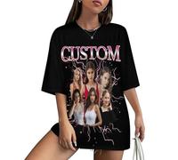 Naispanda Maglietta Personalizzabile per Uomo Donna, Magliette Vintage con Foto Personalizzate, Magliette da T Rap Bootleg Personalizzate Magliette Personalizzate per Mamma, Fidanzata, Fidanzato