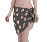 Naispanda Pareo Corto Personalizzato, gonne avvolgenti da Spiaggia, Copricostume con Facce Buffe e Foto, Pareo da Spiaggia per Donna, Gonna Avvolgente per Bikini da Vacanza