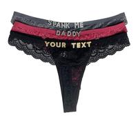 Naispanda Perizoma Sexy Personalizzato con Nome Lettere Strass Personalizzate Mutandine di Pizzo per Donna, Mutandine in Pizzo con Lettere Personalizzate per Le Donne