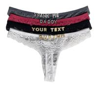 Naispanda Perizoma Sexy Personalizzato con Nome Lettere Strass Personalizzate Mutandine di Pizzo per Donna, Mutandine in Pizzo con Lettere Personalizzate per Le Donne