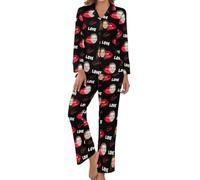 Naispanda Pigiami da Donna Personalizzati con Foto con Faccia Buffa, Pigiami da Notte a Maniche Lunghe Personalizzati, Regalo di San Valentino Personalizzato per Fidanzata, Moglie