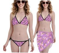 Naispanda Set Bikini Personalizzato con volti per Donna, Set di Costumi da Bagno Personalizzati con Copricostume, Top Bikini, Slip da Bagno per Donna