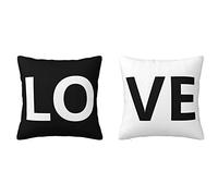 Naispanda Set di 2 federe per cuscino da tiro con nome personalizzato nero bianco amore, federa di design a doppia faccia, federa decorativa personalizzata per coppia di San Valentino
