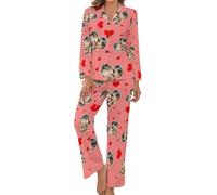 Naispanda Set Pigiama Donna Personalizzato con Foto, Pigiama Due Pezzi Donna Maniche Lunghe Can Bottoni, Compleanno Regalo Festa della Mamma per Mamma/Lei/Donna