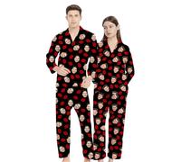 Naispanda Set Pigiami da Donna con Foto di Volti Personalizzato, Set Pigiami a Maniche Lunghe in Raso di Seta Personalizzato, Regali Personalizzati per la Festa della Mamma per la Donna Moglie, L