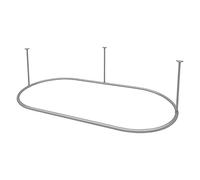 Naiture - Asta ovale per tenda da doccia in acciaio inox, con supporto a soffitto, per vasca da bagno, 152,4 x 76,2 cm, finitura in nichel spazzolato