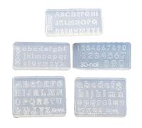NAIXUE 5 stampi in silicone per nail art 3D di varie dimensioni lettere numeriche stencil per stampaggio unghie UV smalto gel stampo manicure stampi per nail art in silicone 3d per acrilico