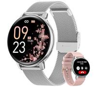 NAIXUES Smartwatch Donna con Chiamate, 1.39" Orologio Smartwatch Fisiologia Femminile Sonno Cardiofrequenzimetro SpO2, 120+ modalità Sport Smart Watch Fitness Notifiche Whatsapp iOS Android Argento