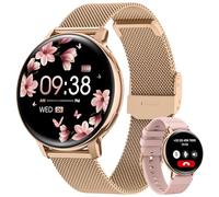 NAIXUES Smartwatch Donna con Chiamate, 1.39" Orologio Smartwatch Fisiologia Femminile Sonno Cardiofrequenzimetro SpO2, 120+ modalità Sport Smart Watch Fitness Notifiche Whatsapp iOS Android Oro Rosa