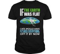 NAIYOUFABING Flat Earth Cats Tshirt Round Earth Society Gifmens Casual Hipster Fractal Pattern Letter Printed Black S