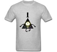 NAIYOUFABING Men's Bill Cipher Design Short Cotton T Shirt Grey L