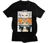 NAIYOUFABING Unique Male Promised Neverland T-Shirt Emma Manga Norman Ray Anime Tee Printed Mens Top Tee Black XL