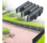 NAIZY Bordo per prato Bordo per aiuola in plastica Palizzata da giardino Effetto legno Pietra per bordi, antracite (LxH): 28 cm x 24 cm - 20 pezzi, 5,6 m