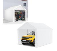 NAIZY Carport 3 x 4 m garage per tenda con pareti laterali rimovibili, grande tenda per garage, protezione dai raggi UV, antivento, invernale, per auto, colore: bianco